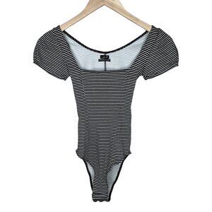 Out from Under Urban Outfitters Black & White Striped Short-Sleeve bodysuit XS